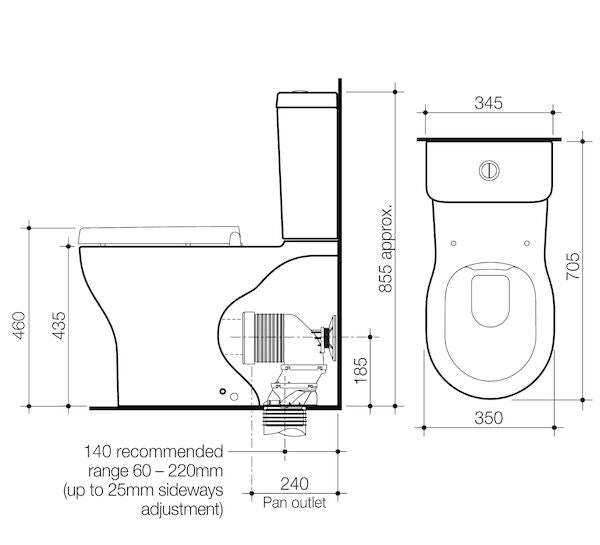 Caroma Opal Cleanflush Easy Height Wall Faced Close Coupled Suite with Double Flap Seat