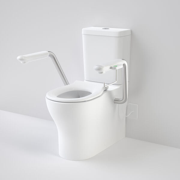 Caroma Opal Cleanflush Easy Height Wall Faced Close Coupled Suite with Single Flap Seat and Nurse Call Armrest Left