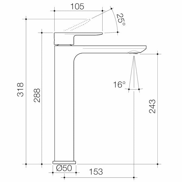 Caroma Urbane II Tower Basin Mixer - Gunmetal - Lead Free