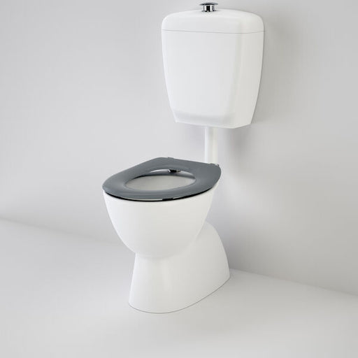Caroma Care 400 Connector (S Trap) Suite with Caravelle Care Single Flap Seat - Anthracite Grey