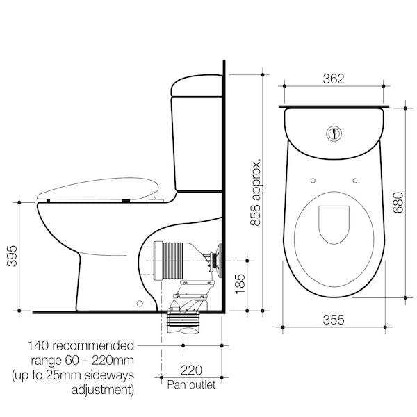 Caroma Leda Wall Faced Suite with Pedigree II Soft Close Seat