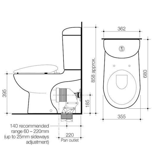 Caroma Leda Wall Faced Suite with Pedigree II Soft Close Seat