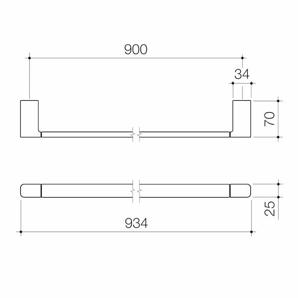 Caroma Luna Single Towel Rail 930mm - Black