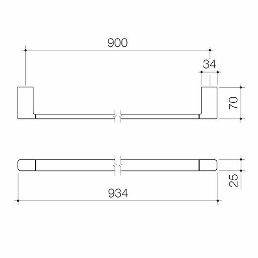 Caroma Luna Single Towel Rail 930mm - Brushed Nickel
