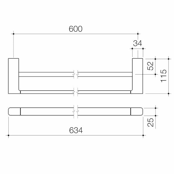 Caroma Luna Double Towel Rail 630mm Brushed Brass