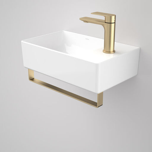 Caroma Urbane II Hand Wall Basin Integrated Rail - Brushed Brass