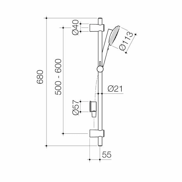 Caroma Urbane II Rail Shower - Brushed Nickel