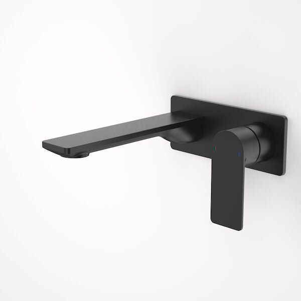 Caroma Urbane II 180mm Wall Basin / Bath Mixer - Rectangular Cover Plate - Black - Sales Kit - Lead Free