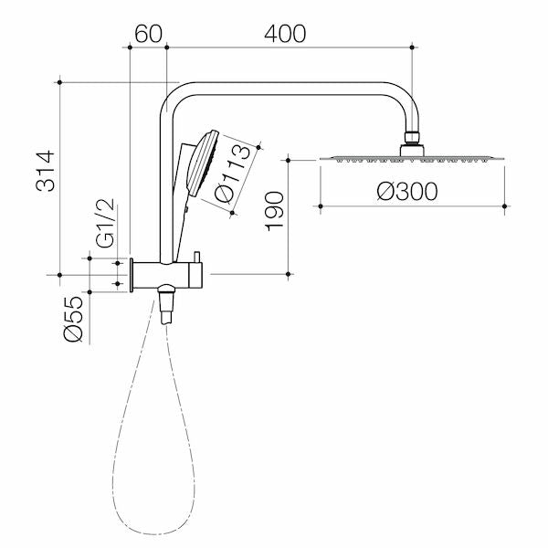 Caroma Urbane II Compact Twin Shower - Brushed Nickel