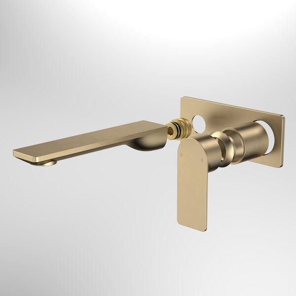 Caroma Urbane II 180mm Wall Basin / Bath Trim Kit - Rectangular Cover Plate - Brushed Brass - Lead Free