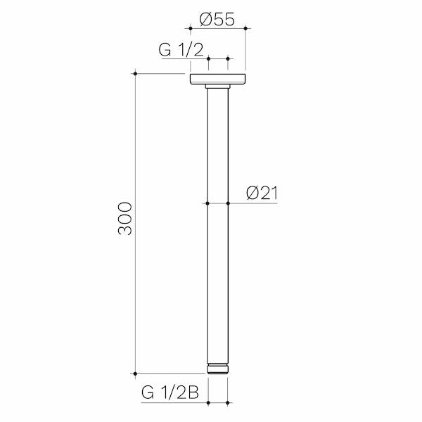 Caroma Urbane II 300mm Ceiling Shower Arm - Brushed Nickel