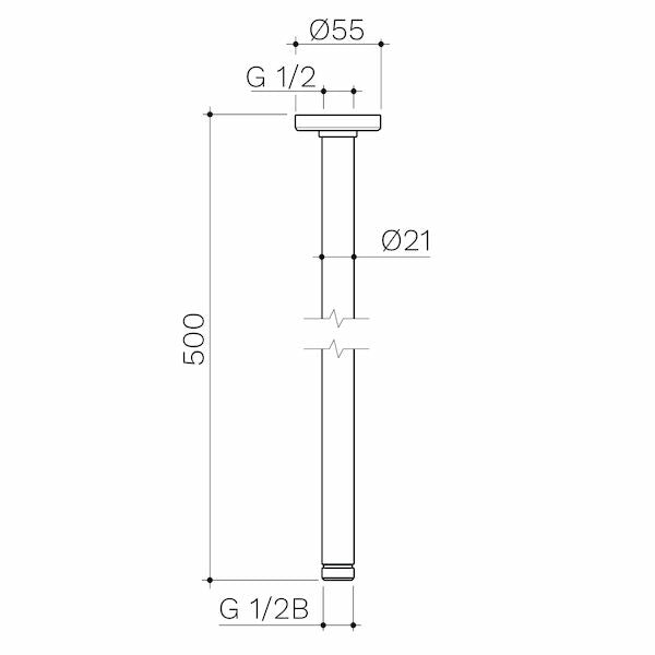 Caroma Urbane II 500mm Ceiling Shower Arm - Black