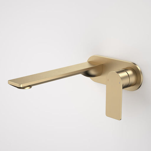 Caroma Urbane II 220mm Wall Basin / Bath Mixer - Round Cover Plate - Brushed Brass - Sales Kit - Lead Free