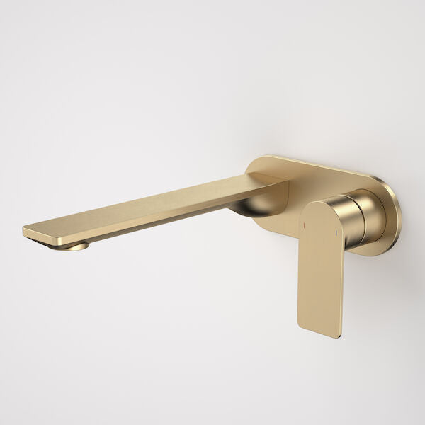 Caroma Urbane II 220mm Wall Basin / Bath Mixer - Round Cover Plate - Brushed Brass - Sales Kit - Lead Free