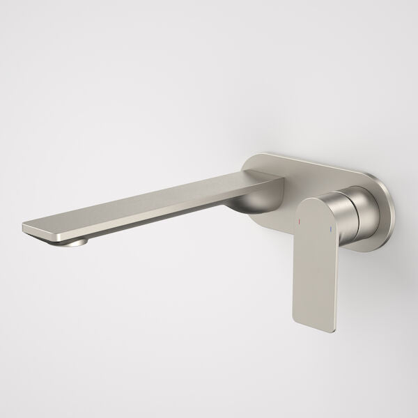 Caroma Urbane II 220mm Wall Basin / Bath Mixer - Round Cover Plate - Brushed Nickel - Sales Kit - Lead Free