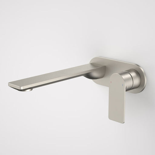 Caroma Urbane II 220mm Wall Basin / Bath Mixer - Round Cover Plate - Brushed Nickel - Sales Kit - Lead Free