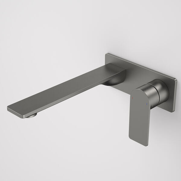 Caroma Urbane II 220mm Wall Basin / Bath Mixer - Rectangular Cover Plate - Gunmetal - Sales Kit - Lead Free