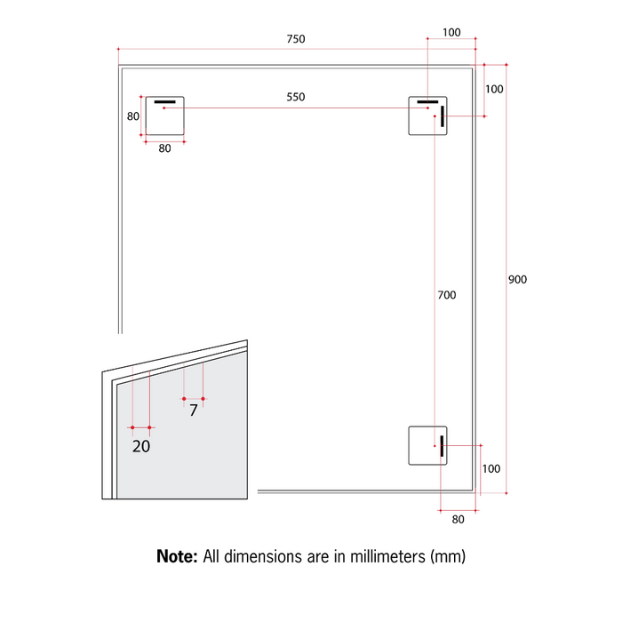 Thermogroup Rectangle Framed Mirror - 900x750mm