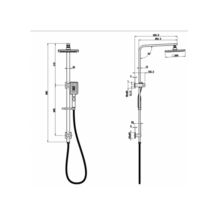 Eden Square Multi Function Shower Set