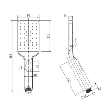 Modern National Paddle Square Hand Shower