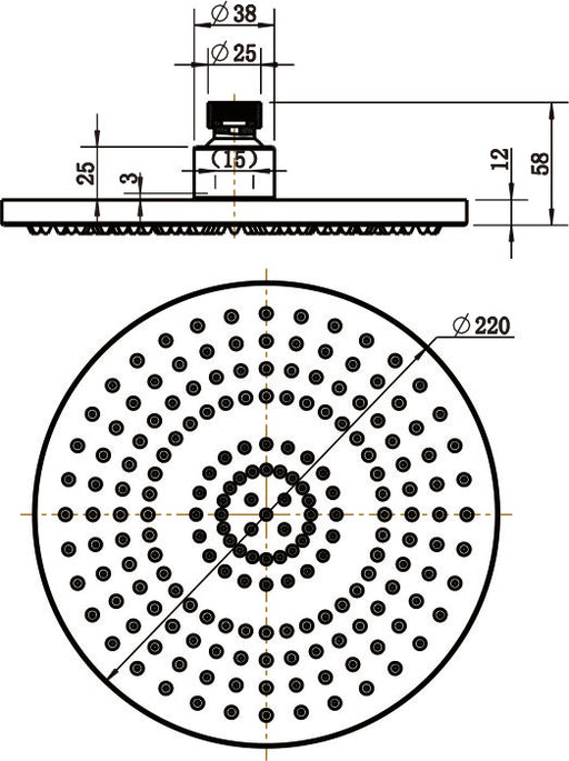 MODERN NATIONAL ABS Round Shower Head 215mm