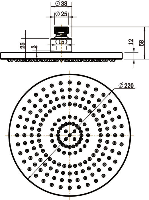 MODERN NATIONAL ABS Round Shower Head 215mm