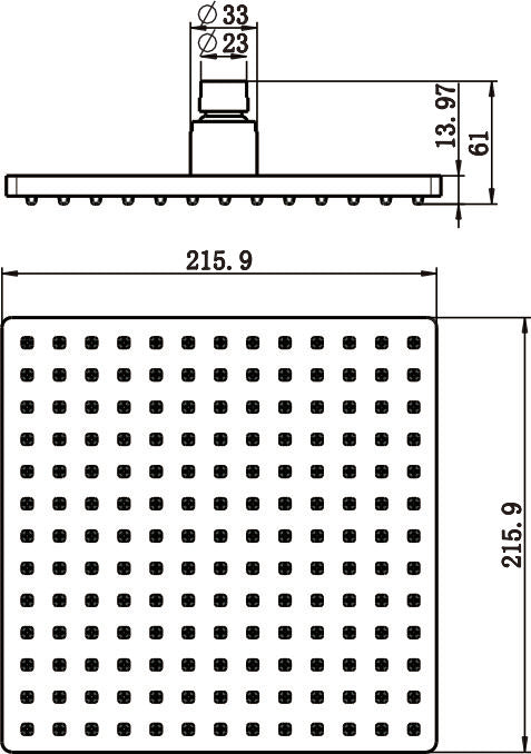 Modern National Abs Square Shower Head 215mm