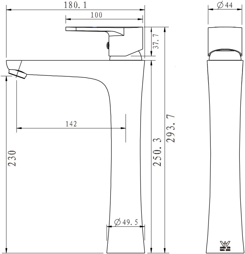 Modern National Ace High Rise Basin Mixer