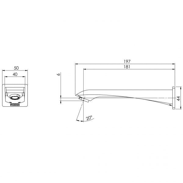 Phoenix Argo Wall Basin Outlet 180mm - Chrome