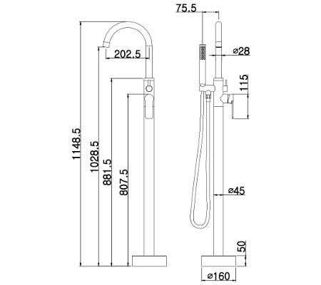 Millennium Akemi Bath Filler W/Handshower