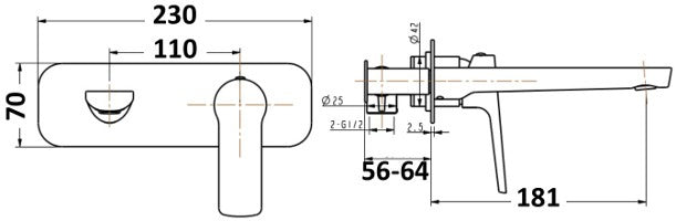 Millennium Akemi Wall Basin/Bath Mixer