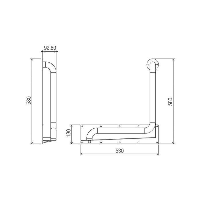 Conserv Anti-Ligature 90° Ambulant Grab Rail 450mm x 450mm