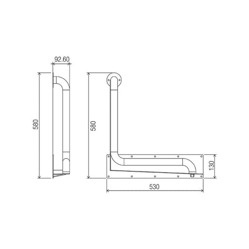 Conserv Anti-Ligature 90° Ambulant Grab Rail 450mm x 450mm