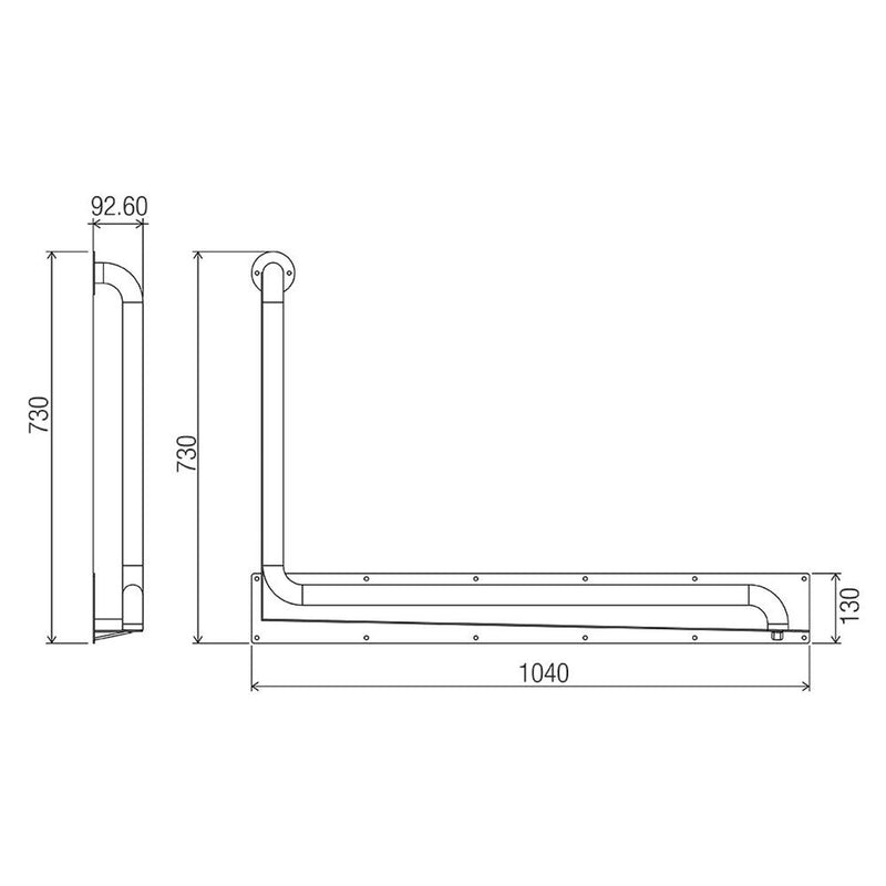 Conserv Anti-Ligature 90° Accessible Grab Rail 960mm x 900mm