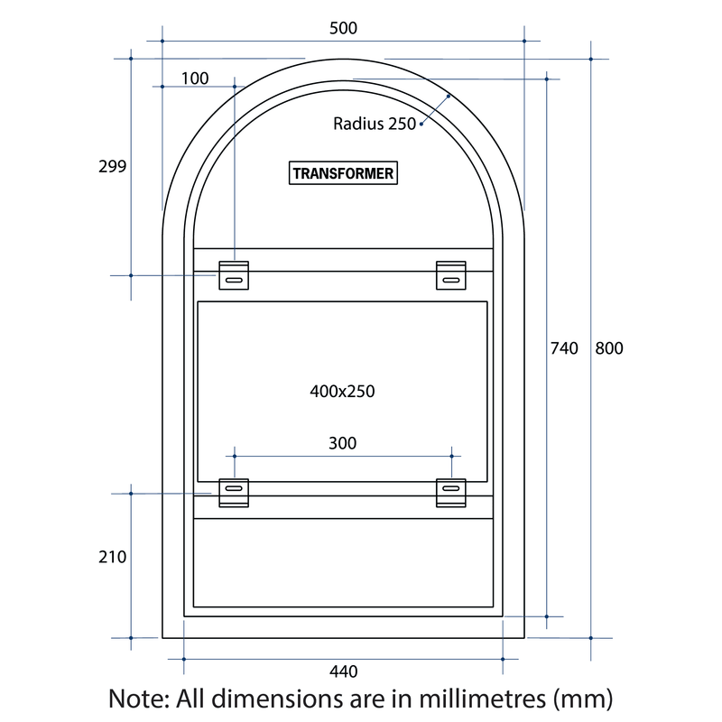 Thermogroup AS500W Arch Shape Premium Backlit Mirror Warm Light