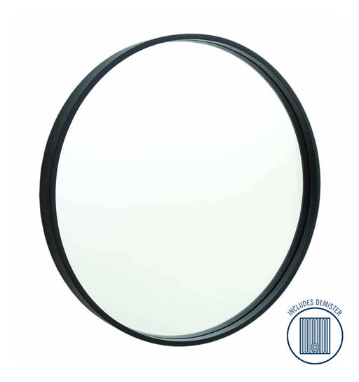 Contractor 900mm Diameter Round Black Frame Mirror with Demister