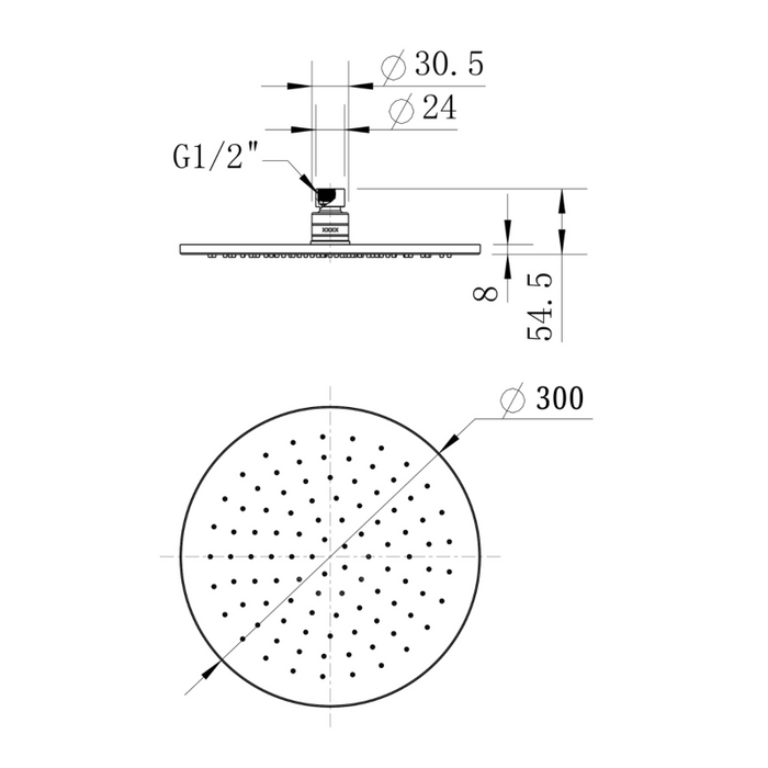 Modern National Brass Round Shower Head