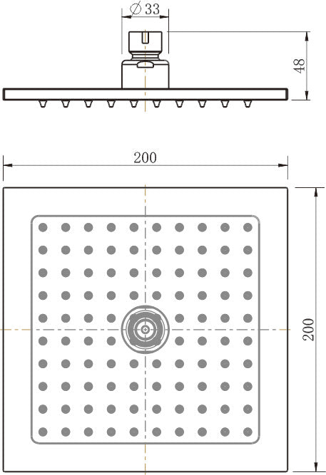 Modern National Brass Square Shower Head 200mm