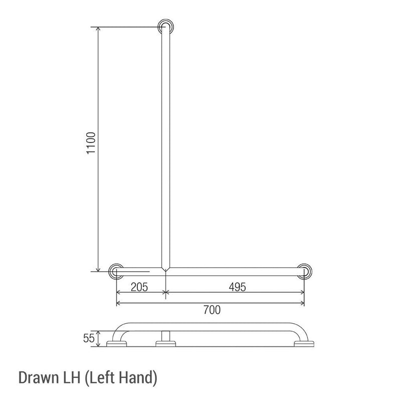 Conserv Bariatric Shower Recess Inverted "T" Grab Rail