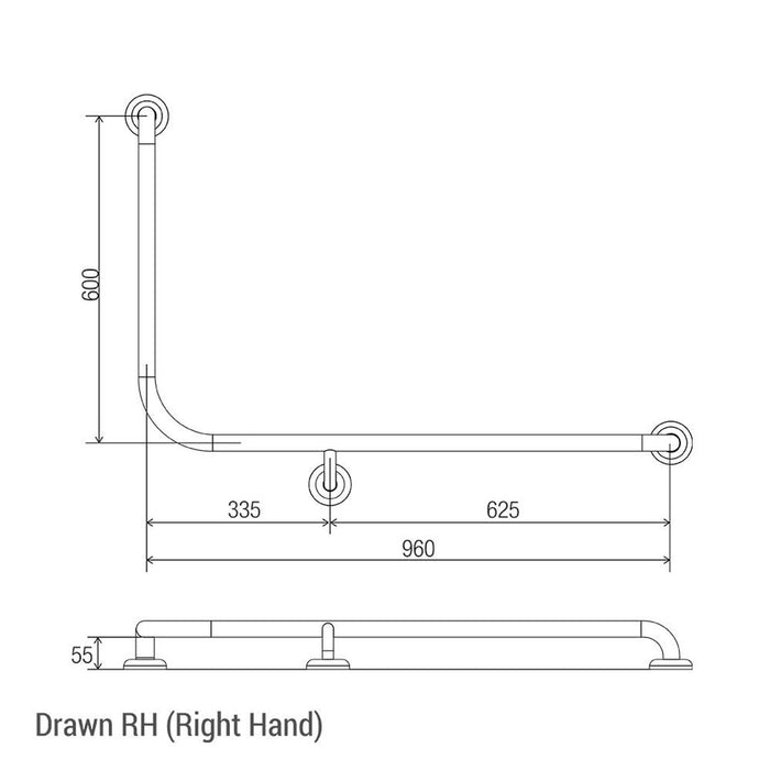 Conserv Bariatric 90° Ambulant and Accessible Grab Rail