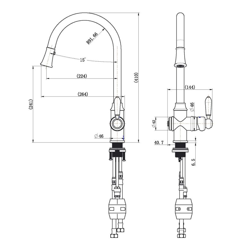 Modern National Bordeaux Pull-Out Kitchen Mixer