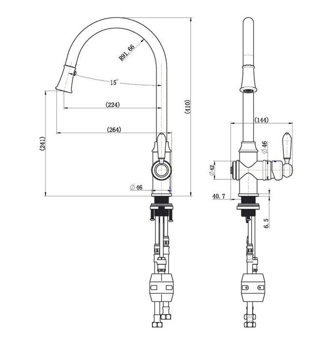 Modern National Bordeaux Pull-Out Kitchen Mixer