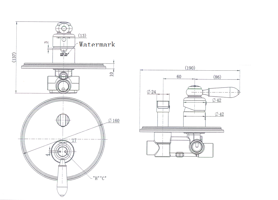 MODERN NATIONAL Bordeaux Shower Diverter Mixer