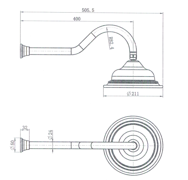 Modern National Bordeaux Shower arm & head