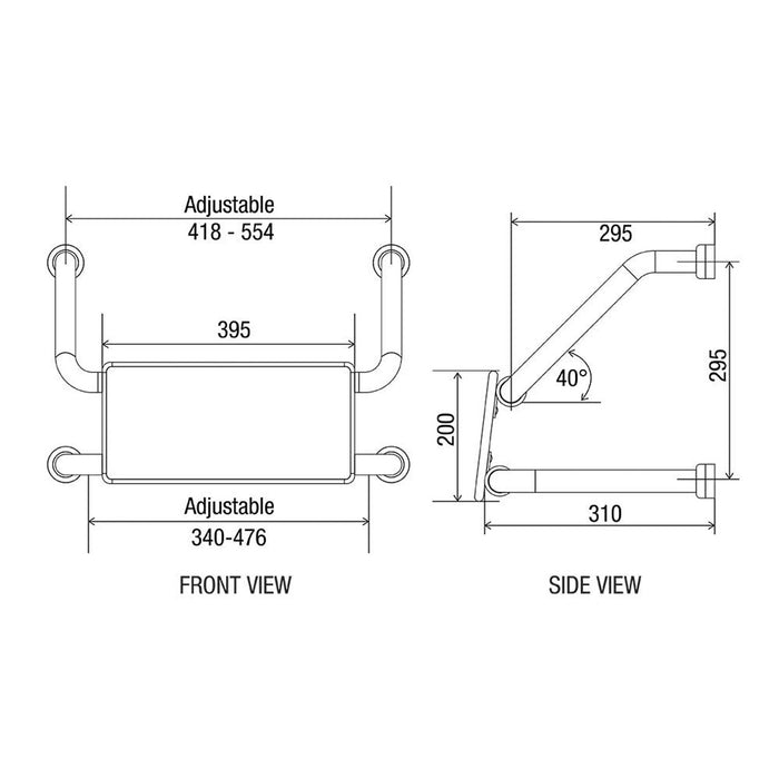 Conserv Hygienic Seal® Wall Mounted Backrest with Hideaway™ Mounting System