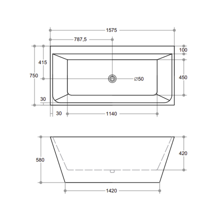 Avis Back to Wall Bathtub