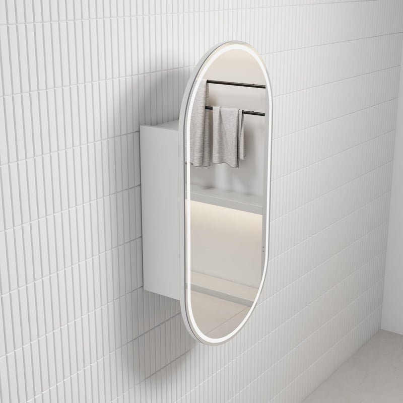 Aulic Beau Monde Oblong LED Shaving Cabinet matte white 