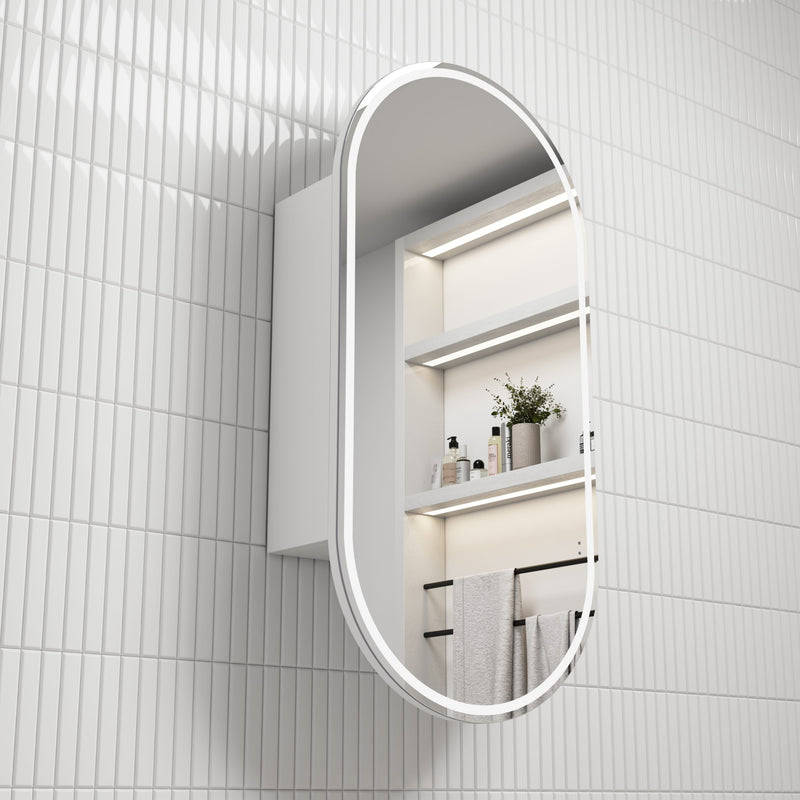 Aulic Beau Monde Oblong LED Shaving Cabinet matte white 