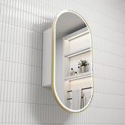 Aulic Beau Monde Oblong LED Shaving Cabinet matte white brushed gold