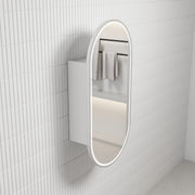 Aulic Beau Monde Oblong LED Shaving Cabinet matte white brushed nickel